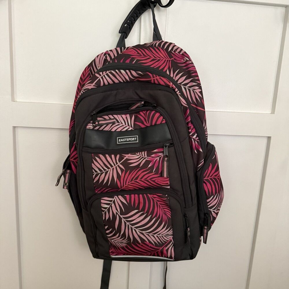 Eastsport Recycled Raptor 19", Expandable Backpack Gray Pink Palm Hike School